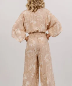 DF Maxwell Jumpsuit | Natural Palm Print Boho