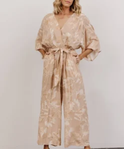 DF Maxwell Jumpsuit | Natural Palm Print Boho