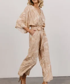 DF Maxwell Jumpsuit | Natural Palm Print Boho