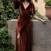 BB Custom Meghan Velvet Wrap Maxi Dress | Bronze Dresses