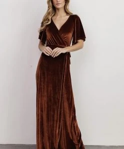 BB Custom Meghan Velvet Wrap Maxi Dress | Bronze Dresses 20 BB Custom Meghan Velvet Wrap Maxi Dress | Bronze Dresses