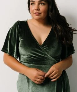 BB Custom Dresses Meghan Velvet Wrap Maxi Dress | Deep Green