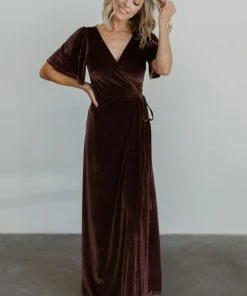 BB Custom Dresses Meghan Velvet Wrap Maxi Dress | Dusty Plum