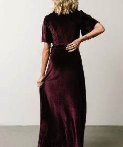 BB Custom Meghan Velvet Wrap Maxi Dress | Eggplant