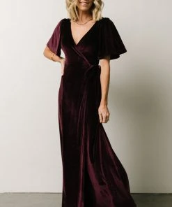 BB Custom Meghan Velvet Wrap Maxi Dress | Eggplant
