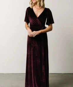 BB Custom Meghan Velvet Wrap Maxi Dress | Eggplant