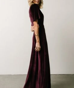 BB Custom Meghan Velvet Wrap Maxi Dress | Eggplant