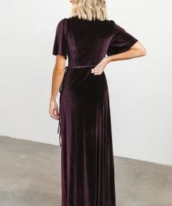 BB Custom Meghan Velvet Wrap Maxi Dress | Eggplant