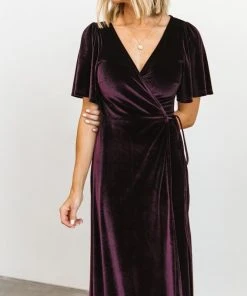 BB Custom Meghan Velvet Wrap Maxi Dress | Eggplant