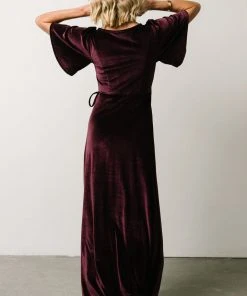 BB Custom Meghan Velvet Wrap Maxi Dress | Eggplant