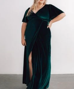 BB Custom Meghan Velvet Wrap Maxi Dress | Emerald Dresses
