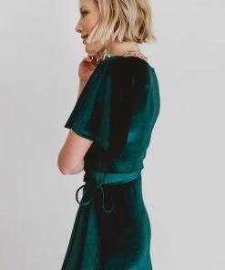 BB Custom Meghan Velvet Wrap Maxi Dress | Emerald Dresses