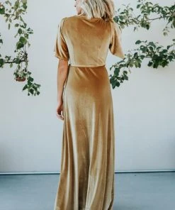 BB Custom Meghan Velvet Wrap Maxi Dress | Gold