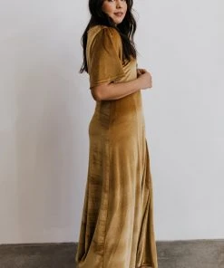BB Custom Meghan Velvet Wrap Maxi Dress | Gold