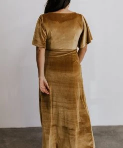 BB Custom Meghan Velvet Wrap Maxi Dress | Gold