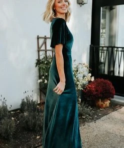 BB Custom Dresses Meghan Velvet Wrap Maxi Dress | Jade