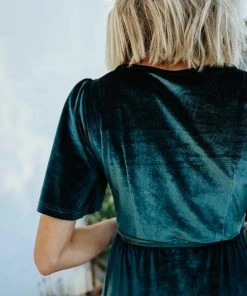 BB Custom Dresses Meghan Velvet Wrap Maxi Dress | Jade