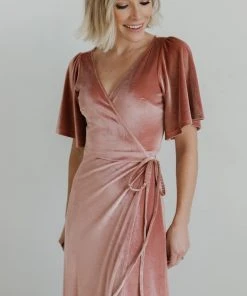 BB Custom Meghan Velvet Wrap Maxi Dress | Mauve Dresses