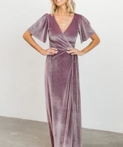 BB Custom Meghan Velvet Wrap Maxi Dress | Orchid Dresses