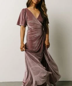 BB Custom Meghan Velvet Wrap Maxi Dress | Orchid Dresses