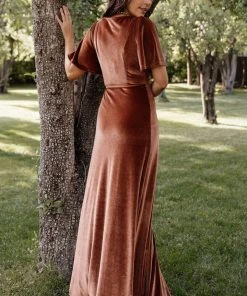 BB Custom Dresses Meghan Velvet Wrap Maxi Dress | Spice