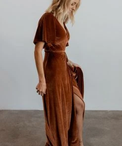 BB Custom Dresses Meghan Velvet Wrap Maxi Dress | Spice