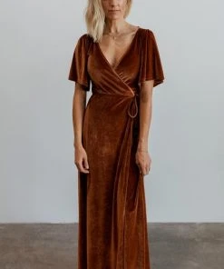BB Custom Dresses Meghan Velvet Wrap Maxi Dress | Spice