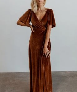 BB Custom Dresses Meghan Velvet Wrap Maxi Dress | Spice