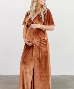 BB Custom Dresses Meghan Velvet Wrap Maxi Dress | Spice