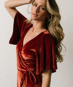 BB Custom Meghan Velvet Wrap Maxi Dress | Terracotta 26 BB Custom Meghan Velvet Wrap Maxi Dress | Terracotta