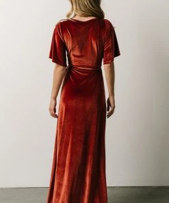 BB Custom Meghan Velvet Wrap Maxi Dress | Terracotta 21 BB Custom Meghan Velvet Wrap Maxi Dress | Terracotta