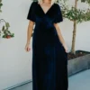 BB Custom Meghan Velvet Wrap Maxi Dress | Navy