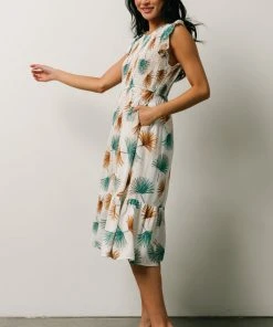 HAY Micah Tropical Midi Dress | Ivory