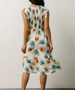 HAY Micah Tropical Midi Dress | Ivory