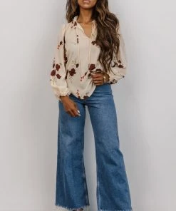 LUM Tops Midway Long Sleeve Top | Vintage Cream Floral