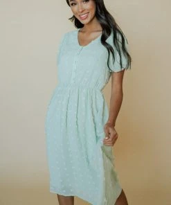 POL Mila Swiss Dot Dress | Sage Dresses