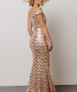 RR Milan Sequin Gown | Rose Gold Dresses