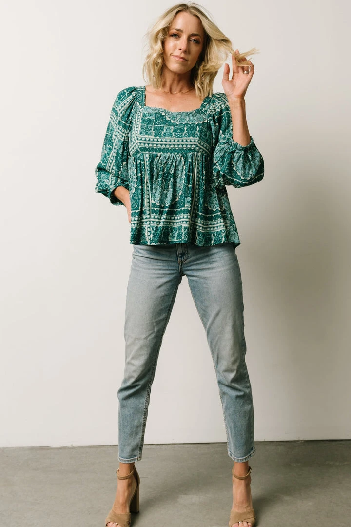 Millie Blouse | Jade Print Boho 3 Millie Blouse | Jade Print Boho