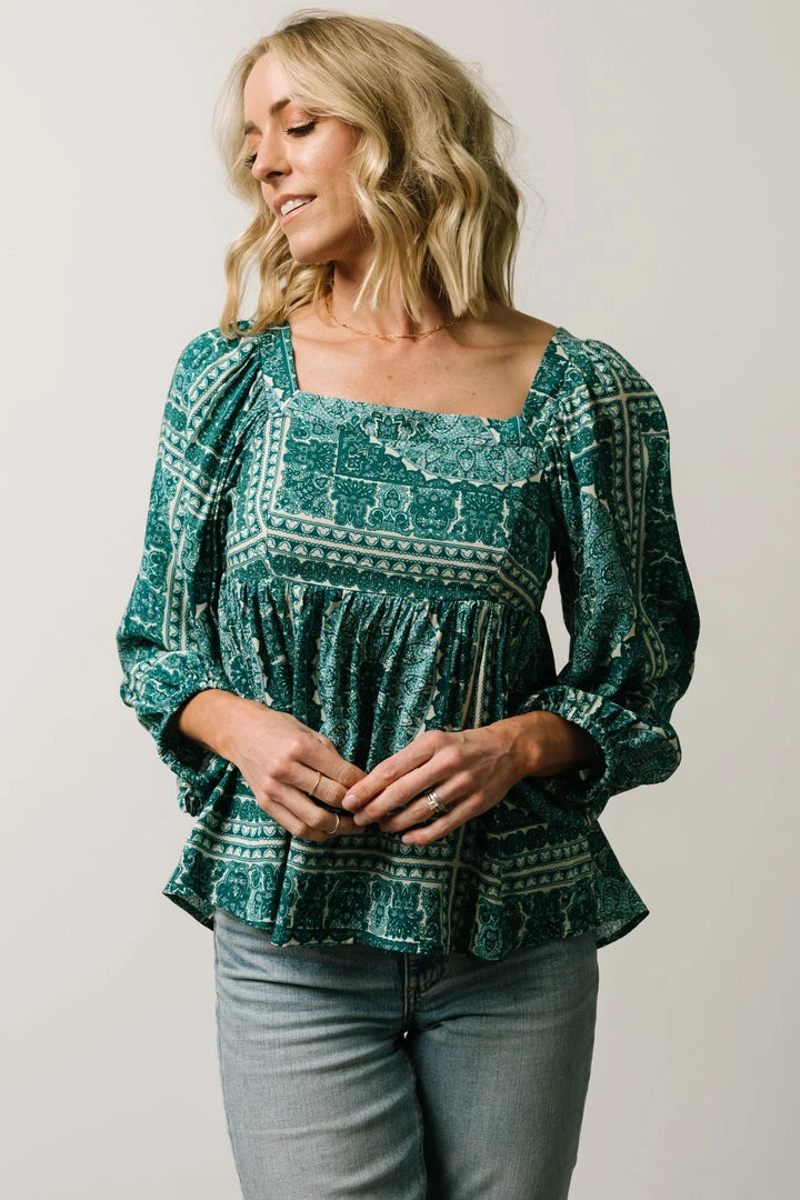 Millie Blouse | Jade Print Boho 1 Millie Blouse | Jade Print Boho