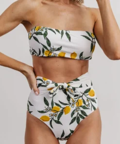 EN Milos High Waist Tie Bikini Bottom | Lemon Print Swim