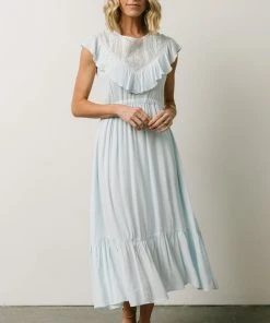 IL Misty Lace Panel Midi Dress | Sky Blue