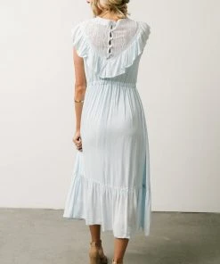 IL Misty Lace Panel Midi Dress | Sky Blue