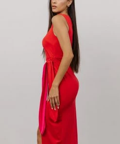 DD Monaco Midi Color Block Dress | Fuchsia