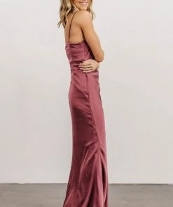 RR Monet Satin Gown | Deep Mauve Dresses