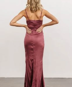 RR Monet Satin Gown | Deep Mauve Dresses