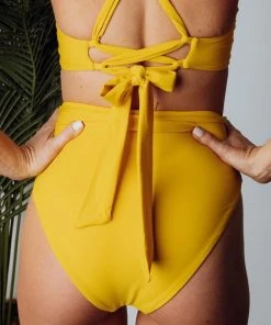 BJB Swim Montego High Waist Tie Bikini Bottom | Yellow