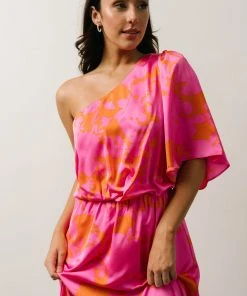 SL Nevaeh One Shoulder Maxi Dress | Hot Pink Floral