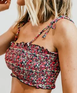 BJB Nikki Neon Floral Bikini Top