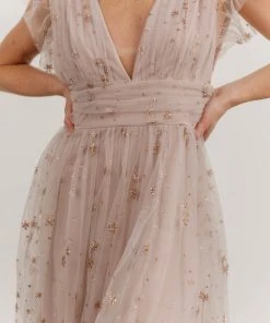 Soi Dresses Nova Shimmer Maxi Dress | Dusty Lilac