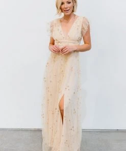 Soi Nova Shimmer Maxi Dress | Gold